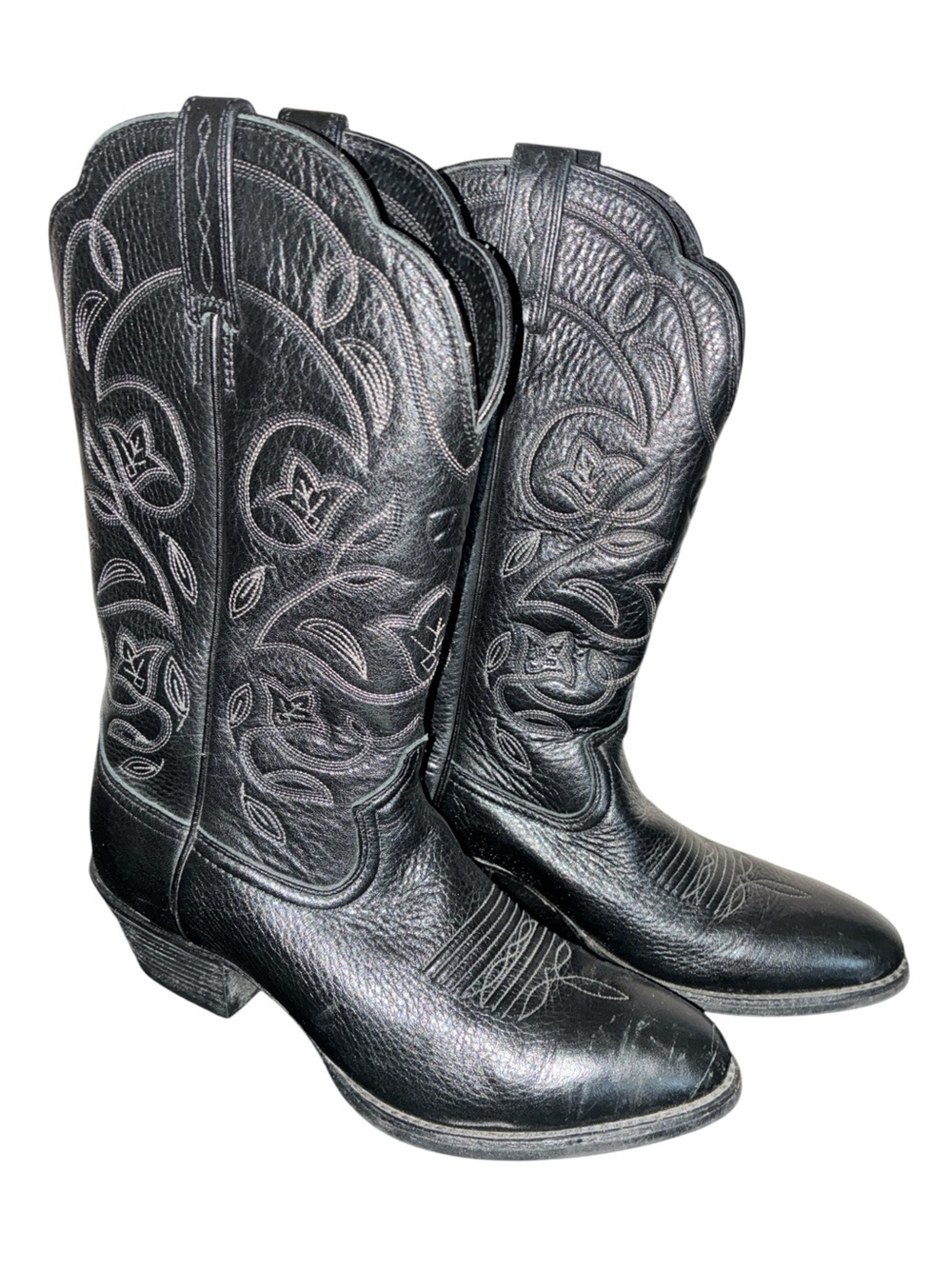 Ariat cowboy Boots Women 7B, Black Leather, western, classic heel EUC